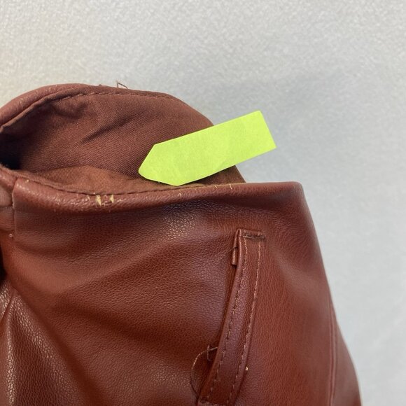 WHO WHAT WEAR Faux Leather High-Rise Straight Leg Trouser Pants Women Sz 6 Brown - Picture 2 of 14